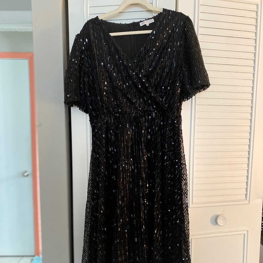 Black Sequin A-Line Dress